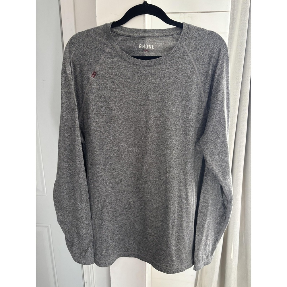 Rhone Shirt Mens Large Gray Long Sleeve Performance Athletic Running Gym Top